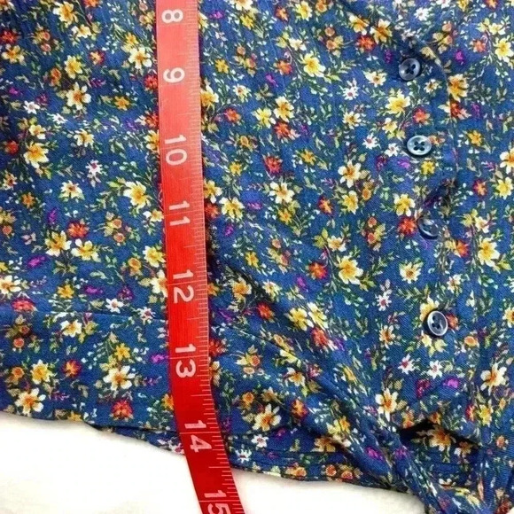 American Eagle Floral Peasant Boho V-Neck Button Down Tie Waist Crop Top Size S - Picture 15 of 15